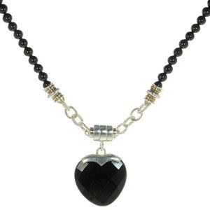 Joseph Esposito Solid 925 Sterling Silver Black Onyx Heart Magnetic Necklace